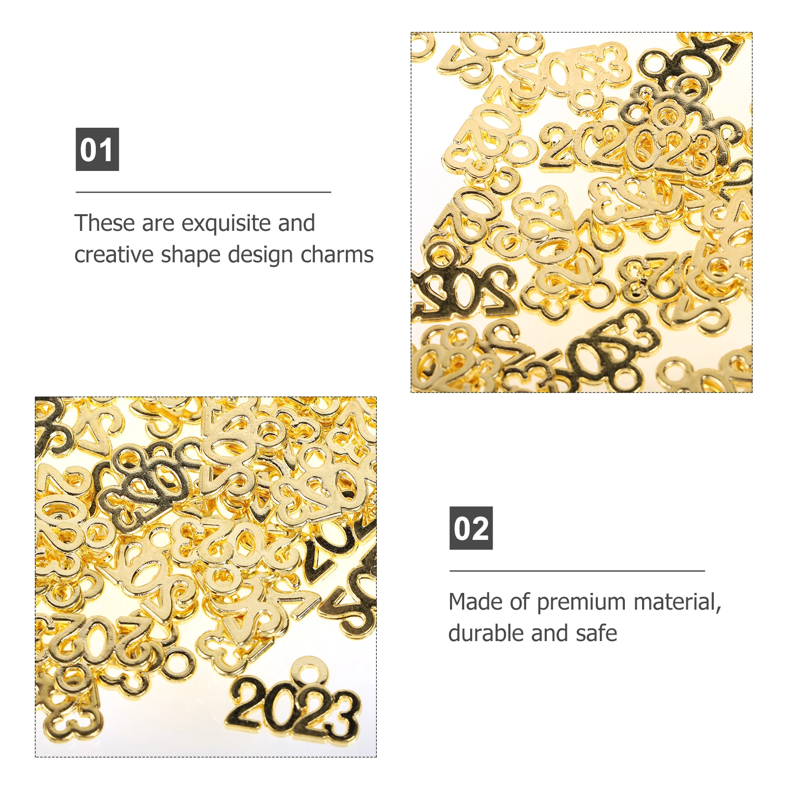 100 Pcs Alloy Jewelry Accessories New Year Pendants Charm for Making Keychain Charms Bulk Golden
100 Pcs Alloy Jewelry Accessories New Year Pendants Charm for Making Keychain Charms Bulk Golden