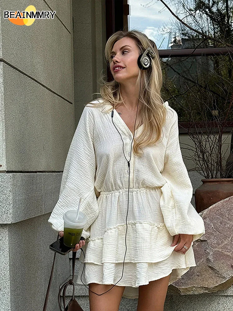 Summer 2025 Fashion Women's Elegant Mini Dresses Deep V Neck Single Breasted Buckle Full Sleeve Lotus Leaf Edge Casual Vestidos
Summer 2025 Fashion Women's Elegant Mini Dresses Deep V Neck Single Breasted Buckle Full Sleeve Lotus Leaf Edge Casual Vestidos