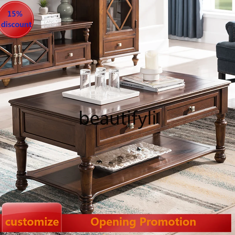 American solid wood coffee table TV cabinet combination simple ash wood household rectangular tea table small apartment G1218
American solid wood coffee table TV cabinet combination simple ash wood household rectangular tea table small apartment G1218
