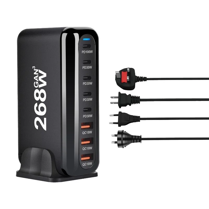 268W 8-port Desktop GaN Charger USB Type C PD Fast Multiple Usb Mobile Phone Quick Charger For phone 16 15 14 Samsung Xiaomi
268W 8-port Desktop GaN Charger USB Type C PD Fast Multiple Usb Mobile Phone Quick Charger For phone 16 15 14 Samsung Xiaomi