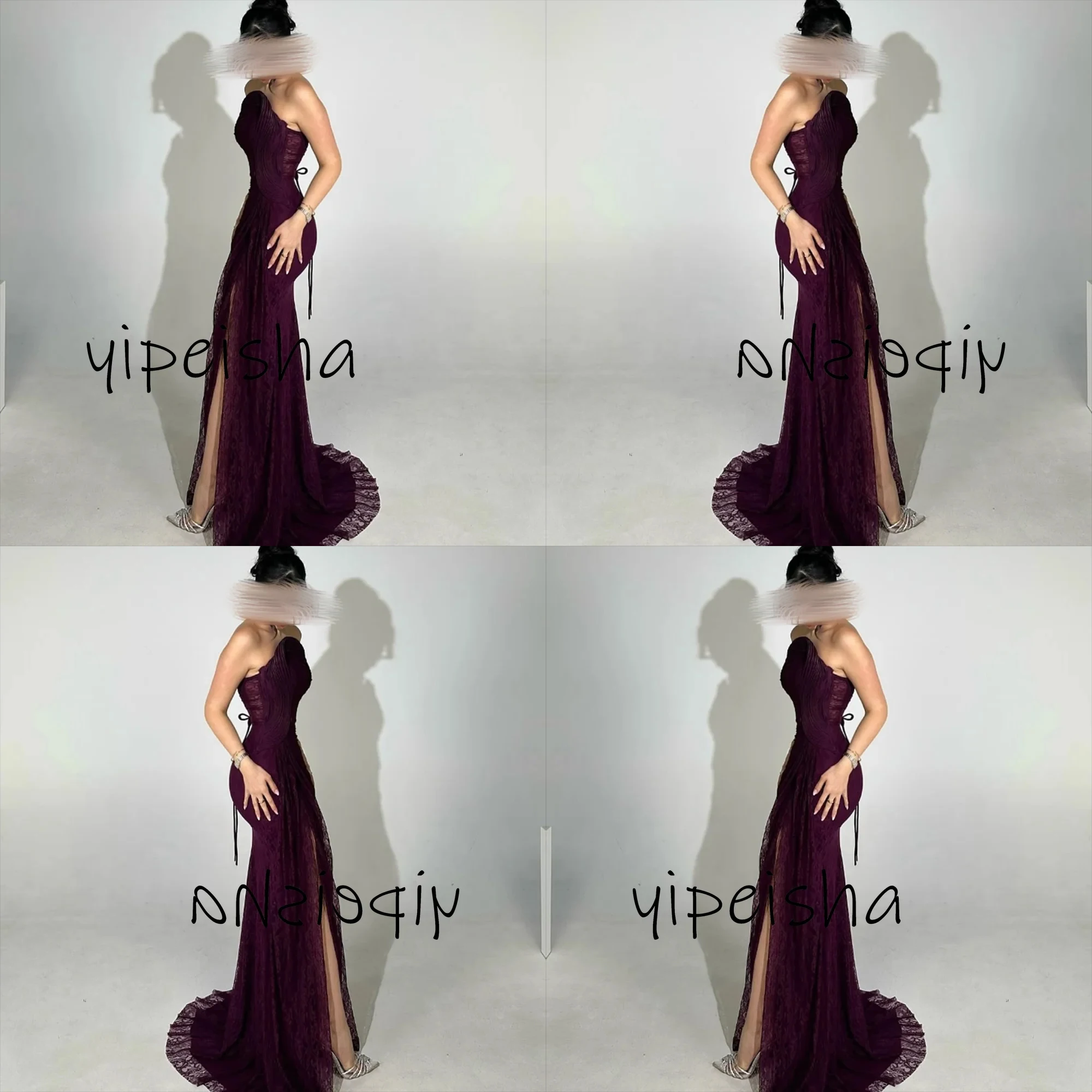 Customized Strapless Formal Evening Dresses Modern Pleat Side High Slit Mermaid Prom Gown Modern Lace Long Party Dress
Customized Strapless Formal Evening Dresses Modern Pleat Side High Slit Mermaid Prom Gown Modern Lace Long Party Dress