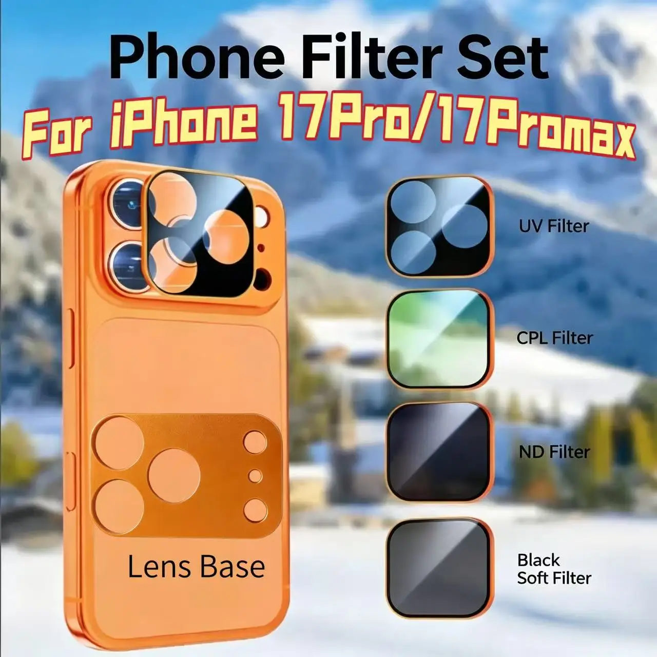5-in-1 Lens Filter Kit for iPhone 17 Pro/17 Pro Max, includes CPL, ND & UV Filters + Lens Protector Film
5-in-1 Lens Filter Kit for iPhone 17 Pro/17 Pro Max, includes CPL, ND & UV Filters + Lens Protector Film