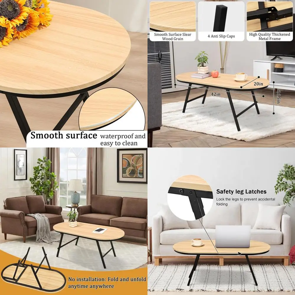 Natural Wood Oval Coffee Table - Portable, No Assembly, Ideal for Small Spaces and Outdoor Living
Natural Wood Oval Coffee Table - Portable, No Assembly, Ideal for Small Spaces and Outdoor Living