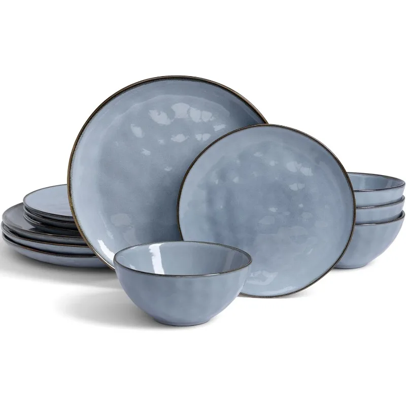 Family Tableware 4 Sets, Ocean Round 12 Piece Kitchen Plates and Bowl Sets, Reactive Glaze, Microwave and Dishwasher Safe
Family Tableware 4 Sets, Ocean Round 12 Piece Kitchen Plates and Bowl Sets, Reactive Glaze, Microwave and Dishwasher Safe
