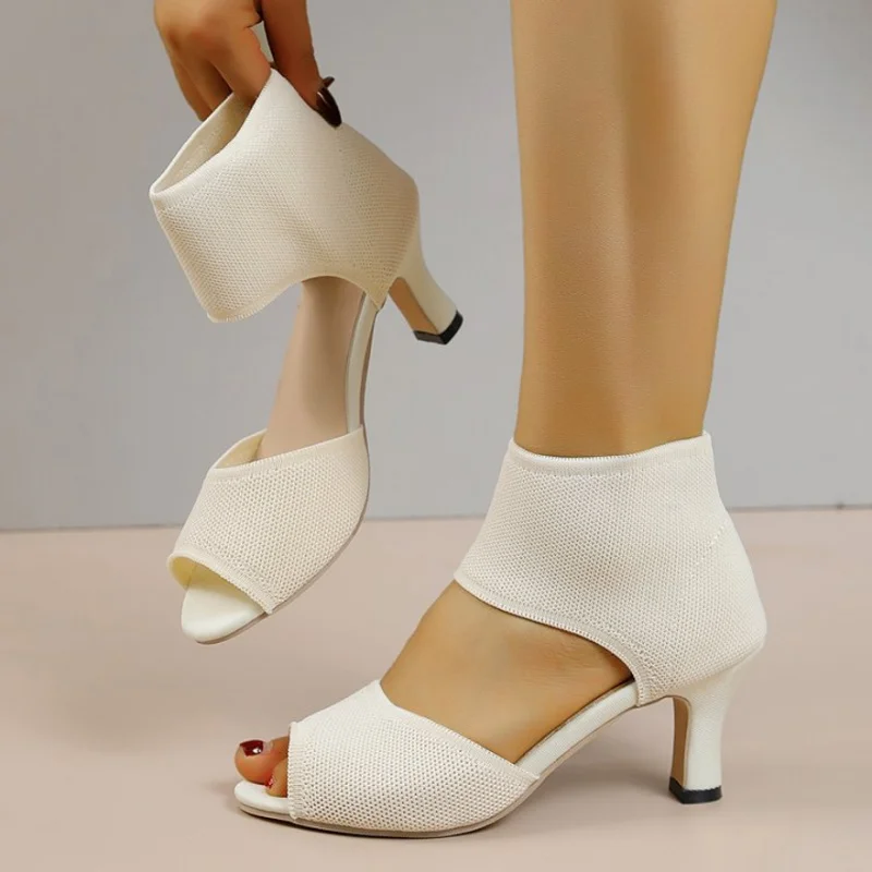 Summer Fish-Mouth High-Heel Sandals Mesh elastic fabric ankle strap Fashionable open-toe women's shoes Daily dating/Elegant Comm
Summer Fish-Mouth High-Heel Sandals Mesh elastic fabric ankle strap Fashionable open-toe women's shoes Daily dating/Elegant Comm