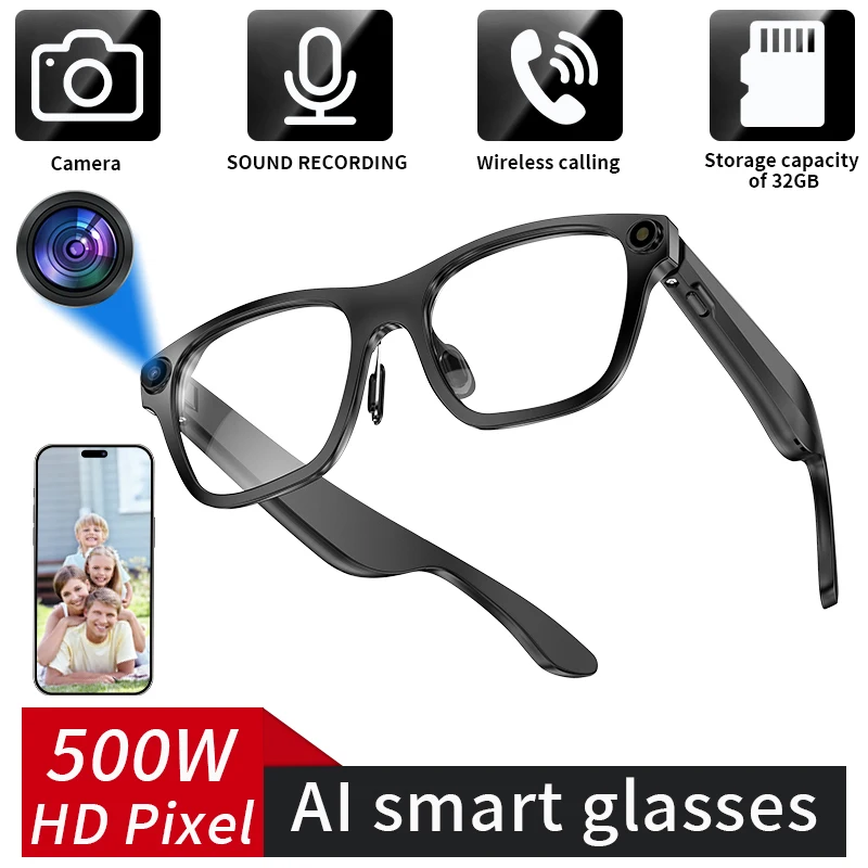 LIGE AI Smart Glasses 500W Pixel Camera Voice Assistant Music Playback Smart Glasses UV Protection Sunglasses WIFI Transmission
LIGE AI Smart Glasses 500W Pixel Camera Voice Assistant Music Playback Smart Glasses UV Protection Sunglasses WIFI Transmission