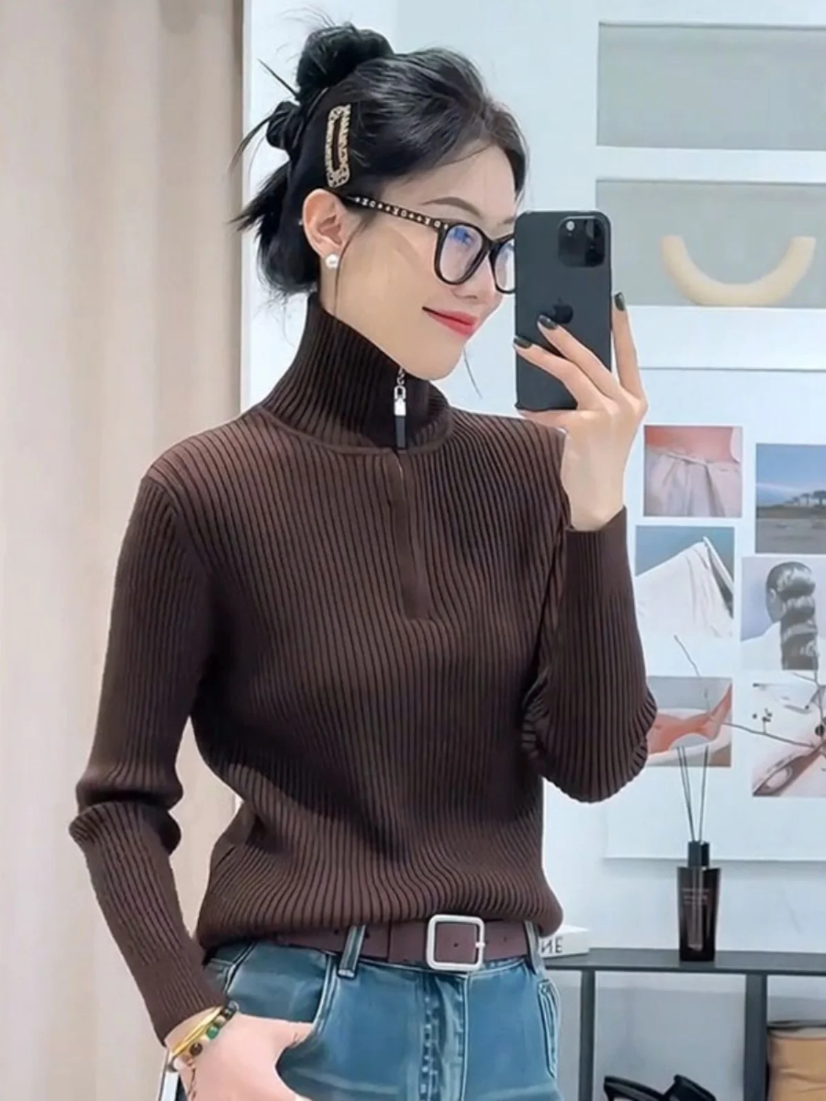 Women's Thickened High Collar Sweater Base Shirt Half Zipper Spring Autumn Winter Inner Wear Lazy Style Commute Style Korean ...
Women's Thickened High Collar Sweater Base Shirt Half Zipper Spring Autumn Winter Inner Wear Lazy Style Commute Style Korean ...