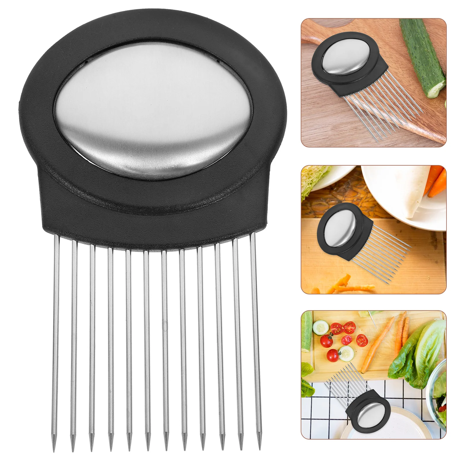 1Set Stainless Steel Onion Slicer Holder Ergonomic Non Slip Handle Vegetable Slicing Guide Kitchen Food Slicer Assistant 
1Set Stainless Steel Onion Slicer Holder Ergonomic Non Slip Handle Vegetable Slicing Guide Kitchen Food Slicer Assistant