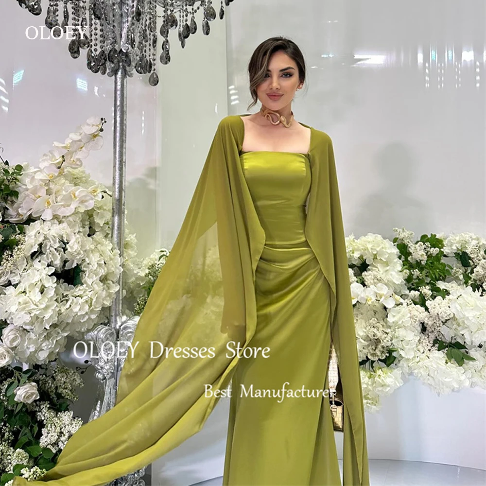 OLOEY Simple Army Green Evening Dresses Cape Long Sleeves Silk Dubai Women Prom Gowns Long Party Formal Dress Vestidos
OLOEY Simple Army Green Evening Dresses Cape Long Sleeves Silk Dubai Women Prom Gowns Long Party Formal Dress Vestidos