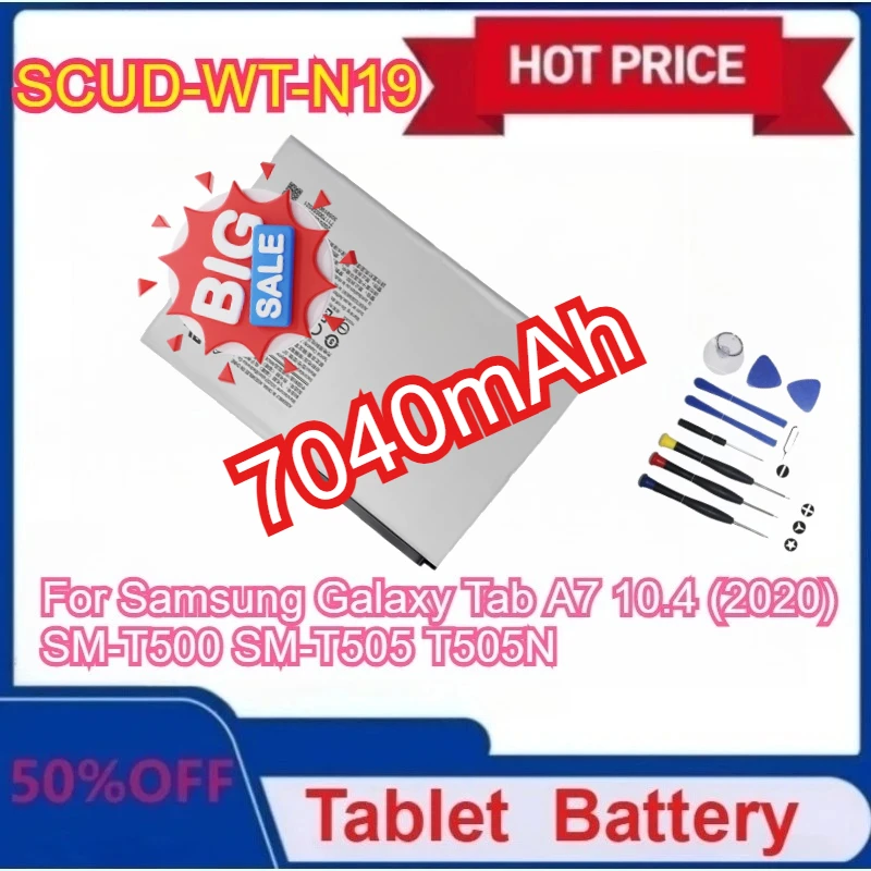 Новый аккумулятор для планшета SCUD-WT-N19 7040 мАч для Samsung Galaxy Tab A7 10,4 (2020) SM-T500 SM-T505 T505N с инструментами 
Новый аккумулятор для планшета SCUD-WT-N19 7040 мАч для Samsung Galaxy Tab A7 10,4 (2020) SM-T500 SM-T505 T505N с инструментами