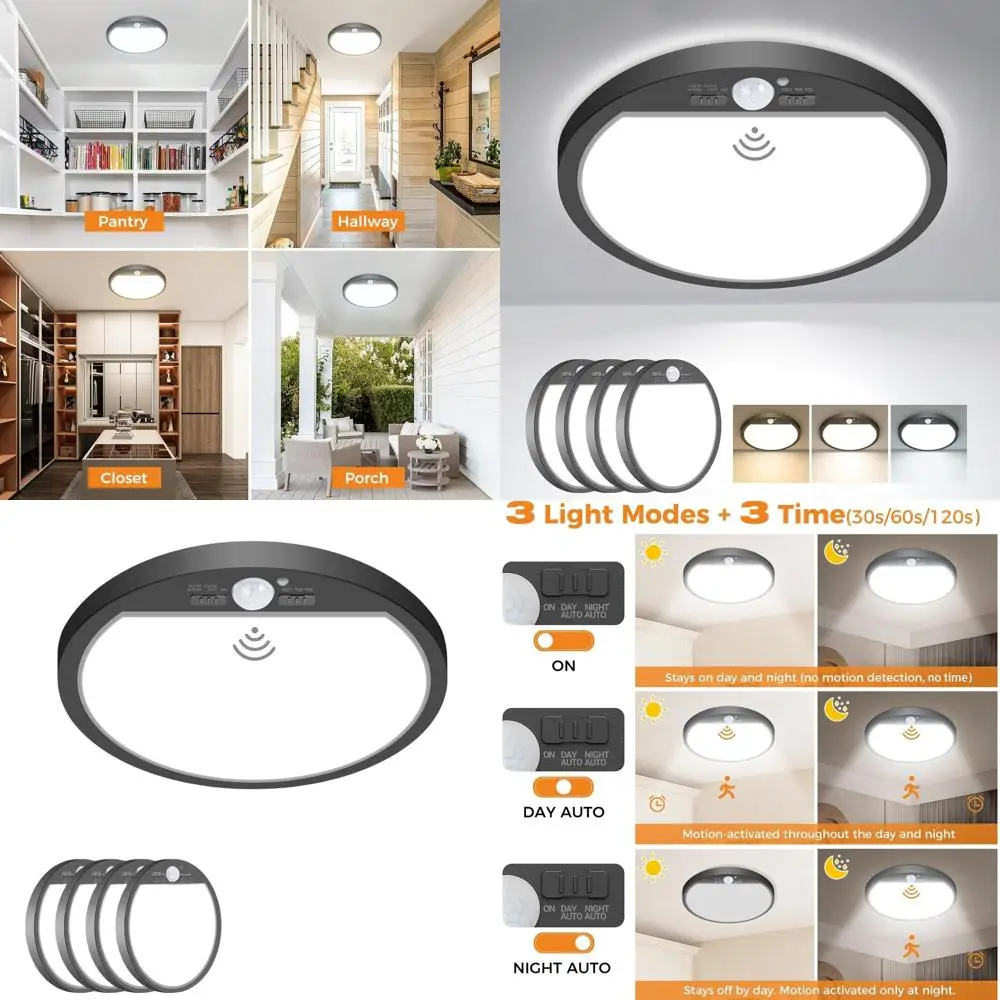 Motion Sensored 18W LED Ceiling Light, 1800LM, 8.7 Inch, Adjustable 3000K-6500K, Ideal for Hallways, Pantries, Stairwells, and P
Motion Sensored 18W LED Ceiling Light, 1800LM, 8.7 Inch, Adjustable 3000K-6500K, Ideal for Hallways, Pantries, Stairwells, and P