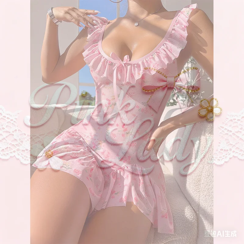New Printed Folded Sexy Flower Underwear Mesh Pajama Sleeping Skirt Set
New Printed Folded Sexy Flower Underwear Mesh Pajama Sleeping Skirt Set