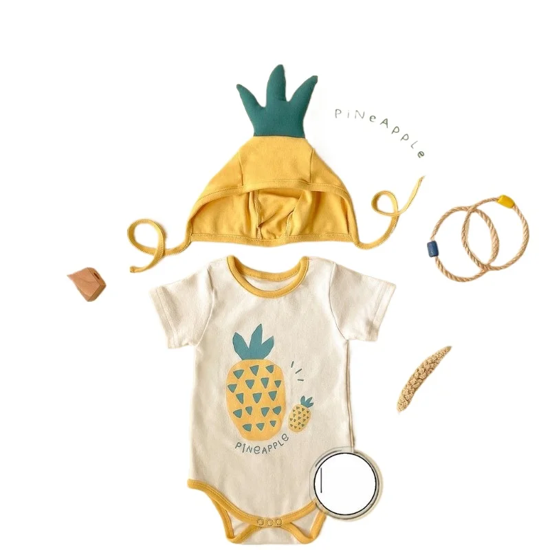 2026 New Summer Newborn Baby Pineapple Shaped Short Sleeve Printed Jumpsuit Haye Fart Clothes for 0-1 Years Unisex Pullover
2026 New Summer Newborn Baby Pineapple Shaped Short Sleeve Printed Jumpsuit Haye Fart Clothes for 0-1 Years Unisex Pullover