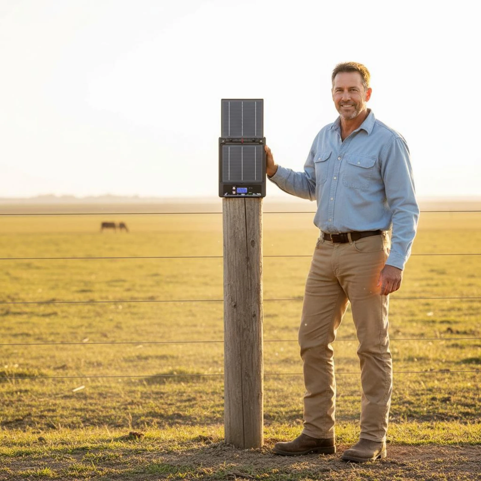 Solar Electric Fence Charger Integrated Design Solar Electric Fence Box Farm Equipment Long Range Low Maintenance for Ranchers
Solar Electric Fence Charger Integrated Design Solar Electric Fence Box Farm Equipment Long Range Low Maintenance for Ranchers