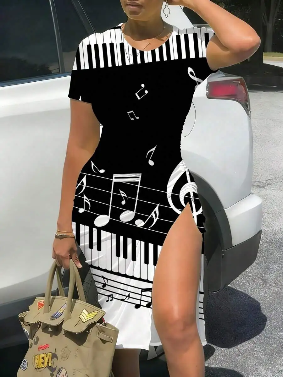 3D Print Womens Midi Slim Fit Slit Dress With Piano Keys And Music Notes
3D Print Womens Midi Slim Fit Slit Dress With Piano Keys And Music Notes