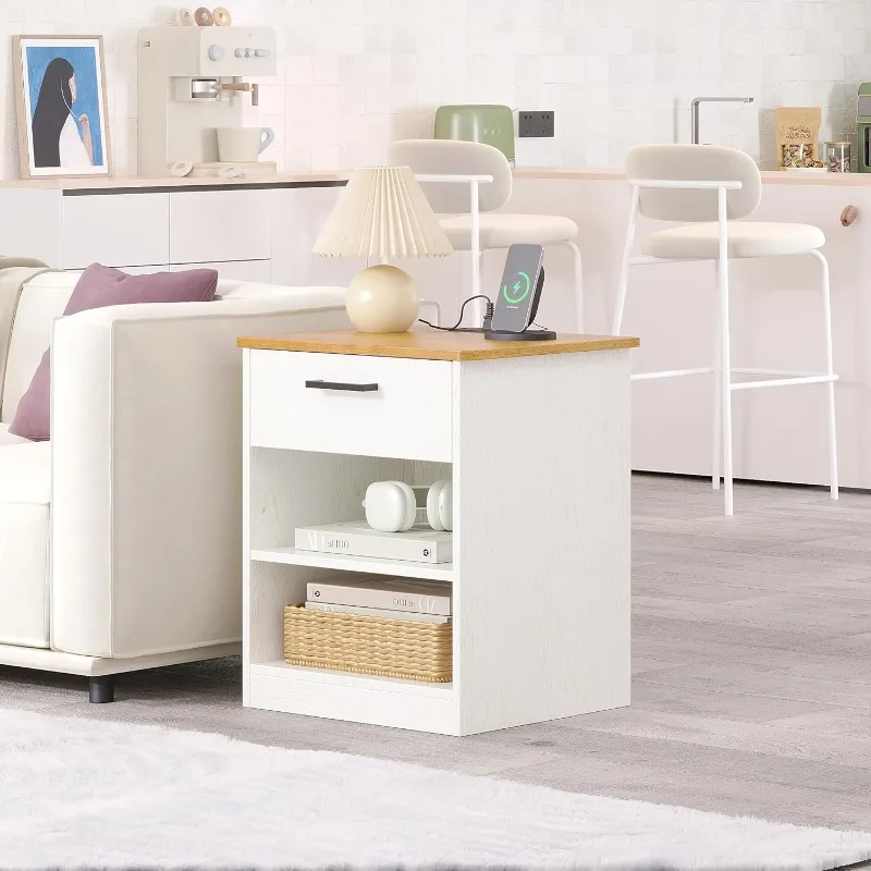 Wooden Brown White Side Table with Fast Charging Station-USB C Cable Fast Charging,Drawer,Optional Adjustable Shelf for Bedroom
Wooden Brown White Side Table with Fast Charging Station-USB C Cable Fast Charging,Drawer,Optional Adjustable Shelf for Bedroom