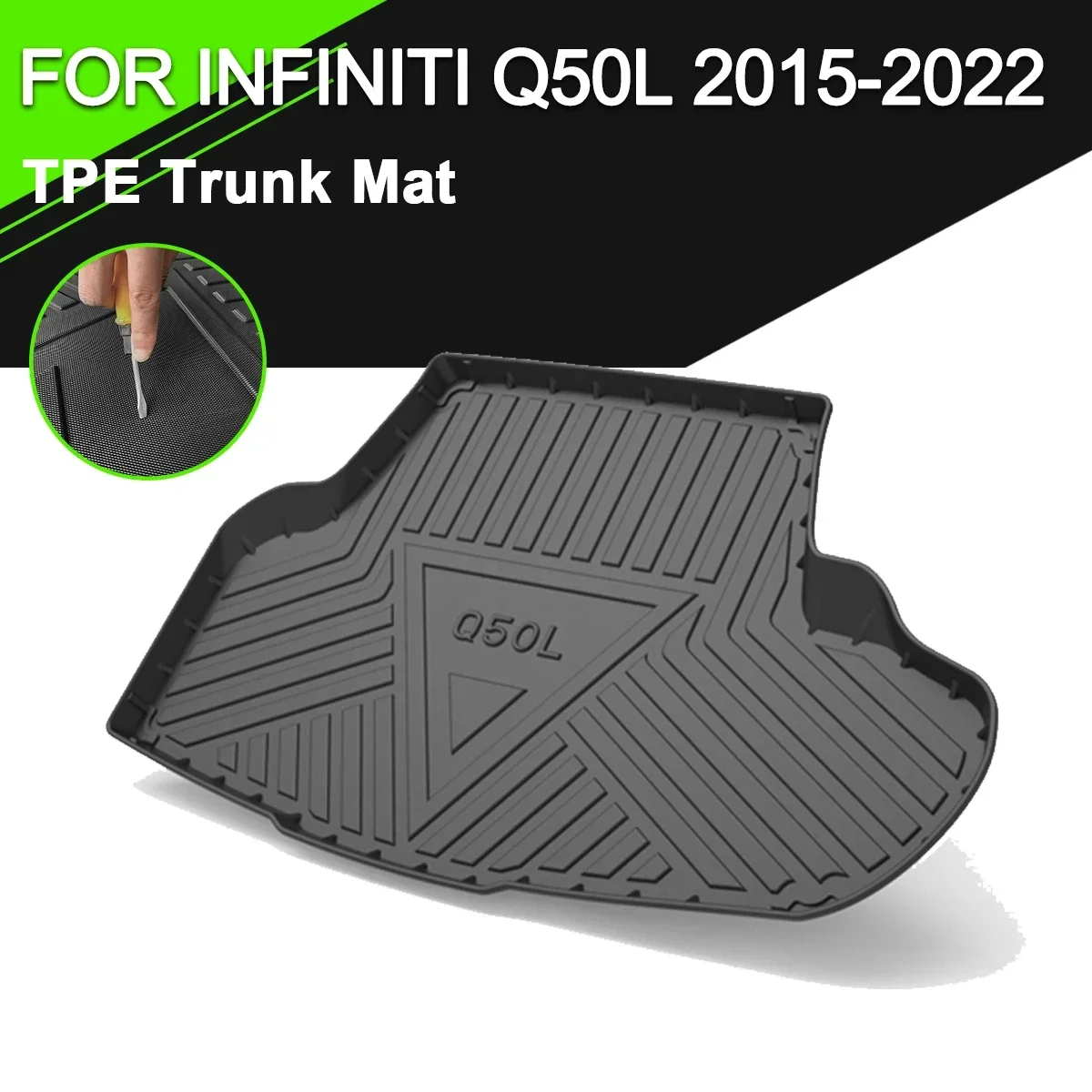 Коврик для багажника автомобиля, водонепроницаемый Нескользящий Резиновый коврик из ТПЭ, аксессуары для Infiniti Q50L 2015-2022
Коврик для багажника автомобиля, водонепроницаемый Нескользящий Резиновый коврик из ТПЭ, аксессуары для Infiniti Q50L 2015-2022