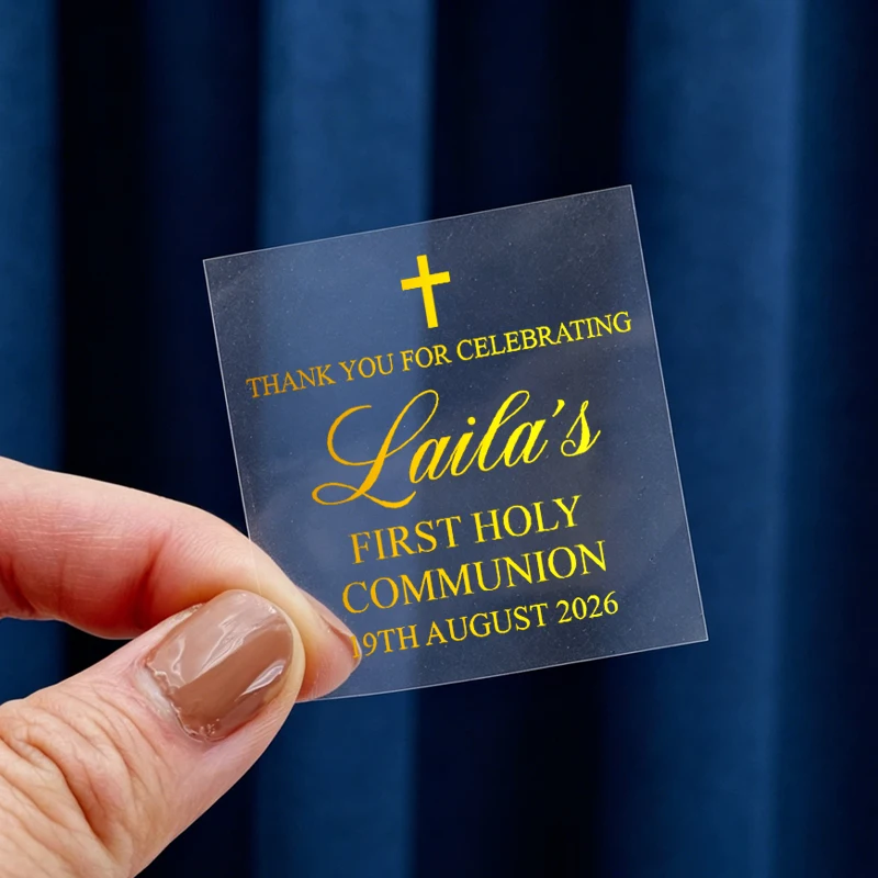 50pcs Personalized Baptism Stickers, Transparent Sticker Gold Foil, First Communion Stickers, Personalized Communion Stickers
50pcs Personalized Baptism Stickers, Transparent Sticker Gold Foil, First Communion Stickers, Personalized Communion Stickers