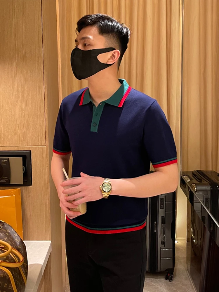 Autumn Clothing Mens Knitted Contrast Color Long Sleeve Polo Shirt Slim Fitness T-shirt Male Tee Shirt Sports Polos A133
Autumn Clothing Mens Knitted Contrast Color Long Sleeve Polo Shirt Slim Fitness T-shirt Male Tee Shirt Sports Polos A133