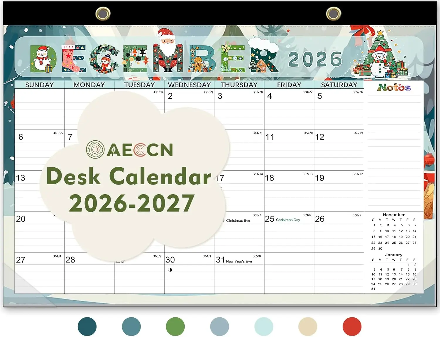 2026 Desk Calendar, 17"x12" Large, Anti Ink Bleed, Plastic Cover, Stickers, Until June 2027
2026 Desk Calendar, 17"x12" Large, Anti Ink Bleed, Plastic Cover, Stickers, Until June 2027