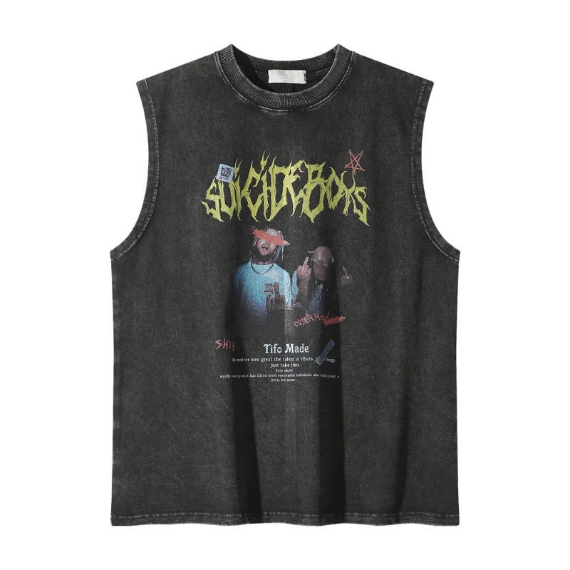 Hippie American Characters Printed T-shirt Loose Round Neck Undershirt Men Tide Summer Washed Do Old Casual Sleeveless Shoulders
Hippie American Characters Printed T-shirt Loose Round Neck Undershirt Men Tide Summer Washed Do Old Casual Sleeveless Shoulders