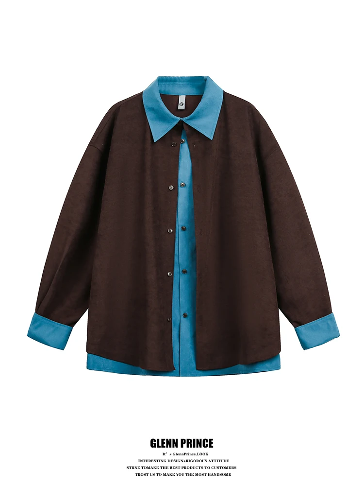 Korean Style Collar Long Sleeve Shirt Men's Spring Loose Shape Elegant Top Color Block Fake Two-Piece Breathable Polyester
Korean Style Collar Long Sleeve Shirt Men's Spring Loose Shape Elegant Top Color Block Fake Two-Piece Breathable Polyester
