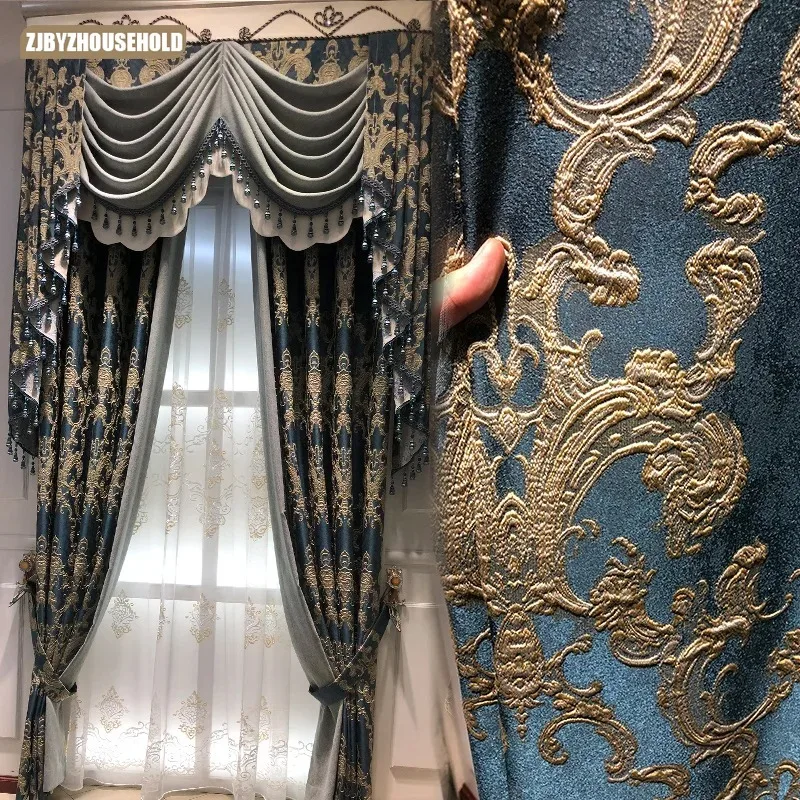 Luxuryc ustomized Curtains for Living Dining Room Bedroom European Blue Curry Wave High-grade Luxury Thickened Blackout
Luxuryc ustomized Curtains for Living Dining Room Bedroom European Blue Curry Wave High-grade Luxury Thickened Blackout