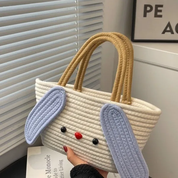 Cotton Rope Woven Handbag Cute Portable Tote Bag All Season Versatile Knitted Purse for Wedding Gift School Daily Travel
Cotton Rope Woven Handbag Cute Portable Tote Bag All Season Versatile Knitted Purse for Wedding Gift School Daily Travel