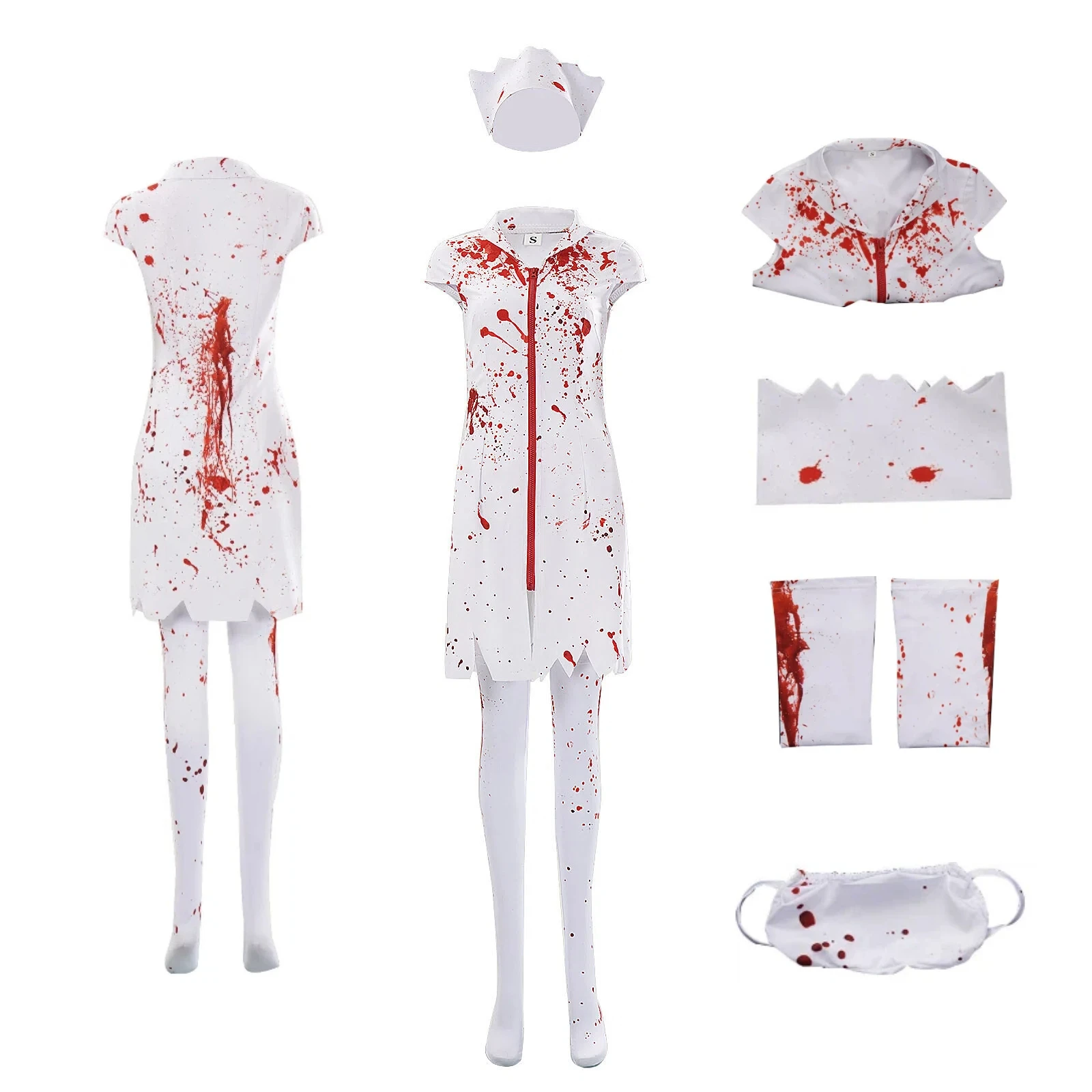 Halloween Horror Theme Cosplay Costume Hat Mask Bloody Nurse Demon Outfit Scary Character Stage Performance Clothes
Halloween Horror Theme Cosplay Costume Hat Mask Bloody Nurse Demon Outfit Scary Character Stage Performance Clothes