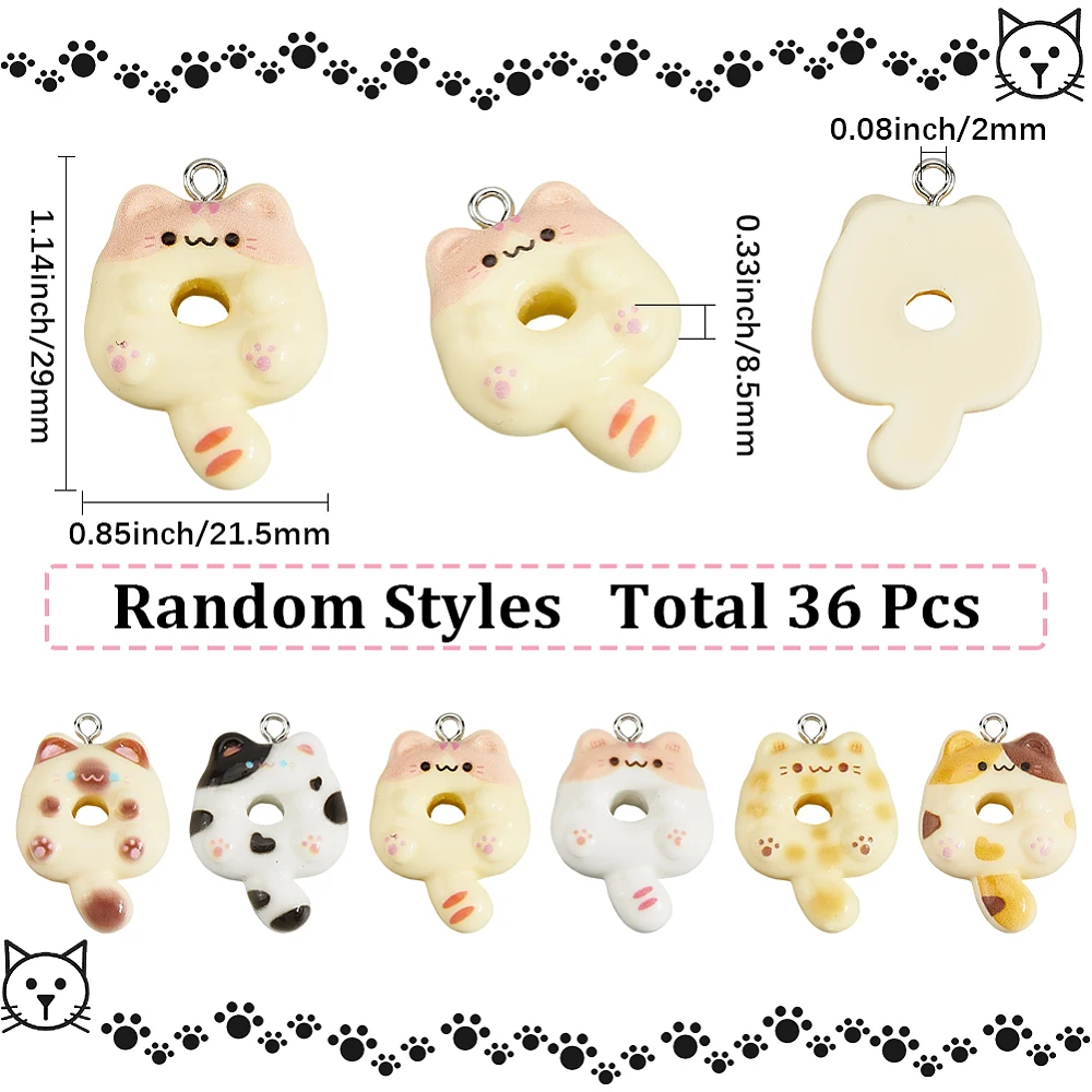36Pcs Resin Pendants with Platinum Iron Findings Donut with Cat Shape Mixed Color 29x21.5x8.5mm Hole: 2mm
36Pcs Resin Pendants with Platinum Iron Findings Donut with Cat Shape Mixed Color 29x21.5x8.5mm Hole: 2mm