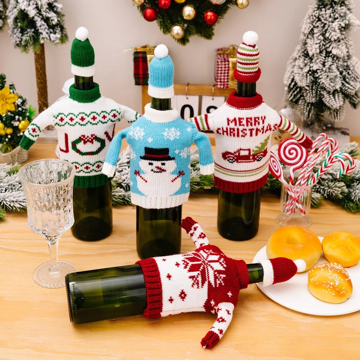 Christmas Knitted Wine Bottle Cover Creative Cartoon Sweater Snowman Red Wine Cover Holiday Gift
Christmas Knitted Wine Bottle Cover Creative Cartoon Sweater Snowman Red Wine Cover Holiday Gift