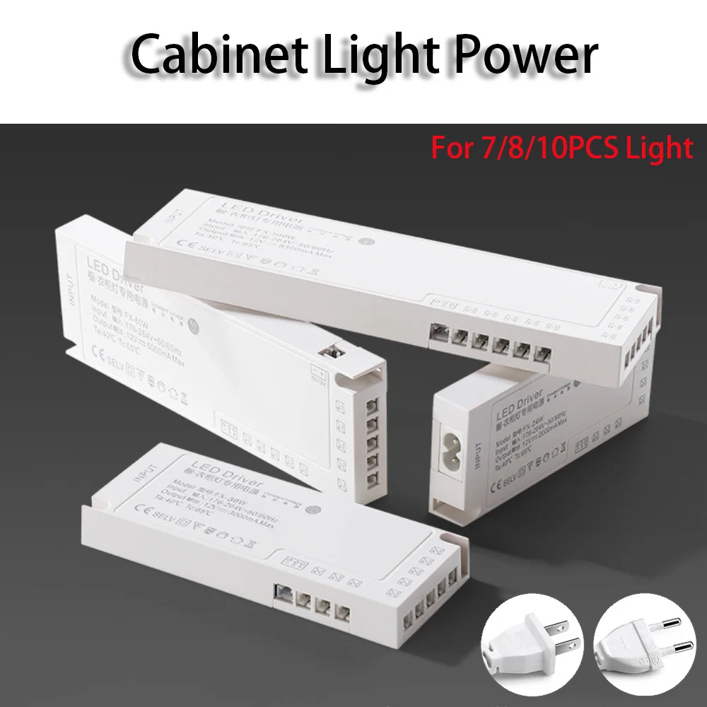 24W/36W/60W/100W DC12V LED Cabinet Driver Power Supply AC110V-220V EU Lighting Transformer for Closet Wardrobe LED Strip Lights
24W/36W/60W/100W DC12V LED Cabinet Driver Power Supply AC110V-220V EU Lighting Transformer for Closet Wardrobe LED Strip Lights