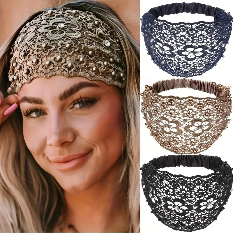 1pc, 4 Styles, Elegant Hollow Lace Flower Pattern Headband, With Faux Pearl Charms Stretch Headband, Wide Brim Rhinestone
1pc, 4 Styles, Elegant Hollow Lace Flower Pattern Headband, With Faux Pearl Charms Stretch Headband, Wide Brim Rhinestone