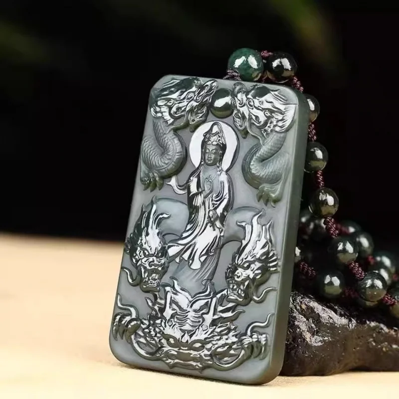 Кулон-подвеска из нефрита Гуаньинь Hotan Tower Green Fine Material Kowloon Descending Guanyin для мужчин и женщин
Кулон-подвеска из нефрита Гуаньинь Hotan Tower Green Fine Material Kowloon Descending Guanyin для мужчин и женщин