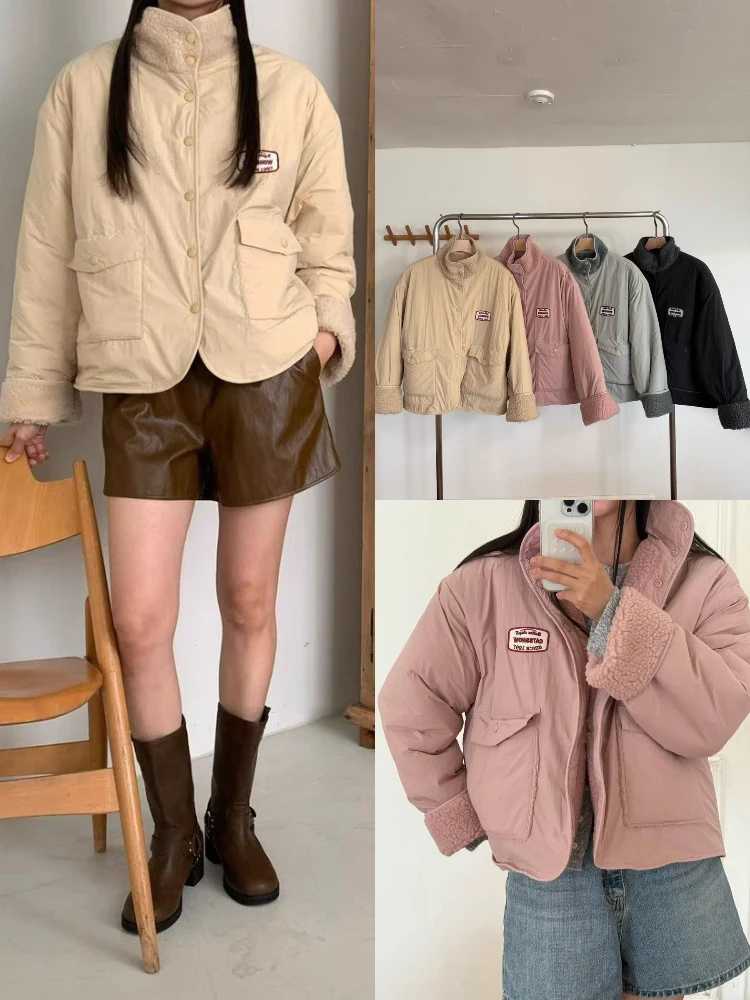 East Gate Lamb Fur Patchwork Jaet Women's Loose Warm ort Design Sweet Cool Top Button Long Sve Stand Collar Coat
East Gate Lamb Fur Patchwork Jaet Women's Loose Warm ort Design Sweet Cool Top Button Long Sve Stand Collar Coat