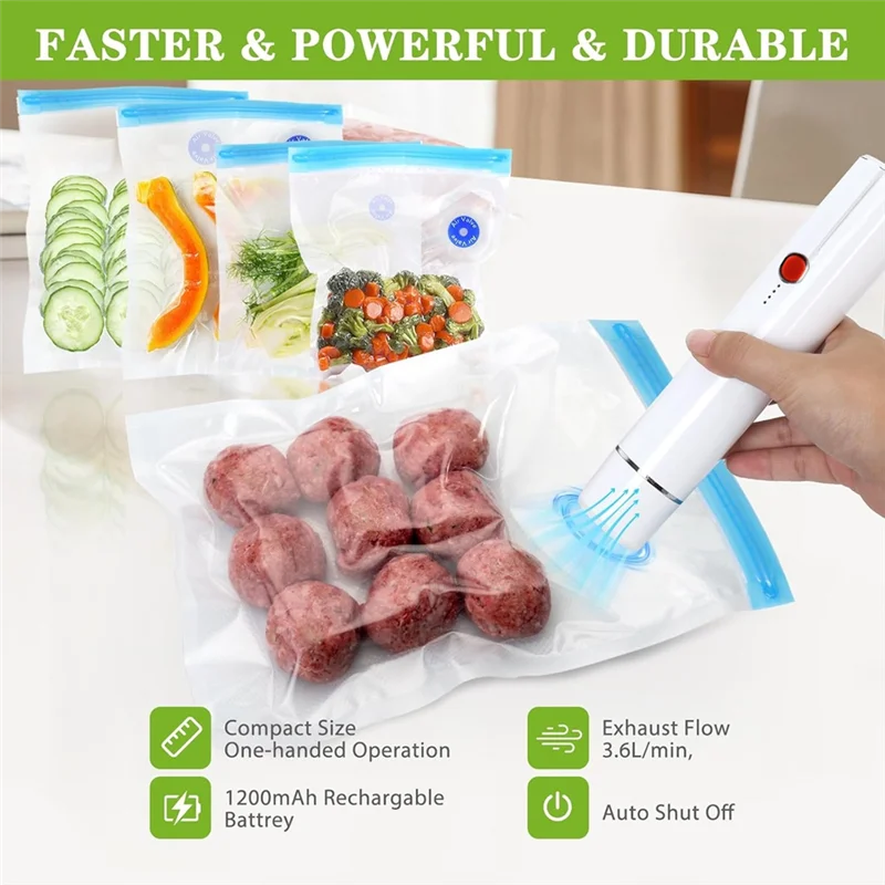 A96K-Vacuum Sealer Machine Portable Handheld Vacuum Sealer With 5Pcs Reusable Vacuum Bags For Food Preservation Fresh & Save
A96K-Vacuum Sealer Machine Portable Handheld Vacuum Sealer With 5Pcs Reusable Vacuum Bags For Food Preservation Fresh & Save
