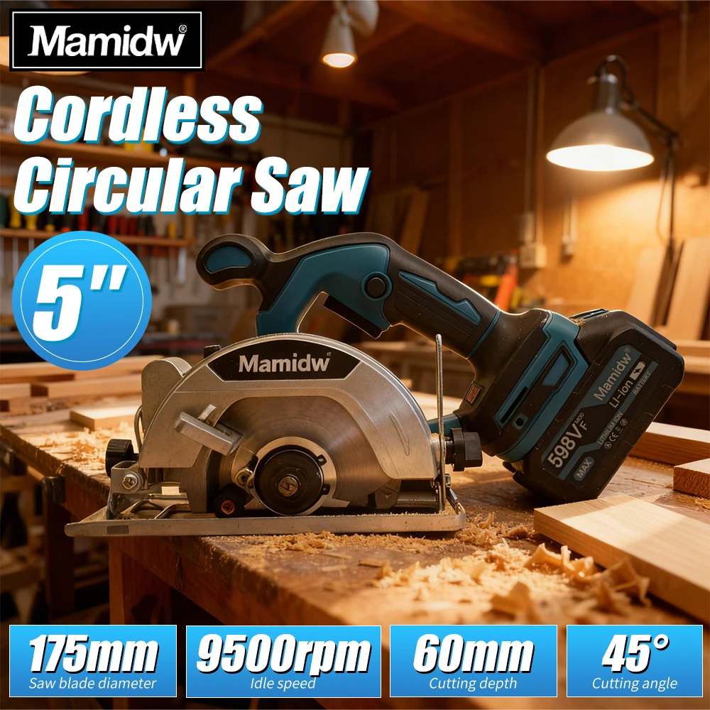 Mamidw 5'' cordless electric circular saw, multi-angle free cutting,(tool only), For Makita 18v Battery PIN
Mamidw 5'' cordless electric circular saw, multi-angle free cutting,(tool only), For Makita 18v Battery PIN