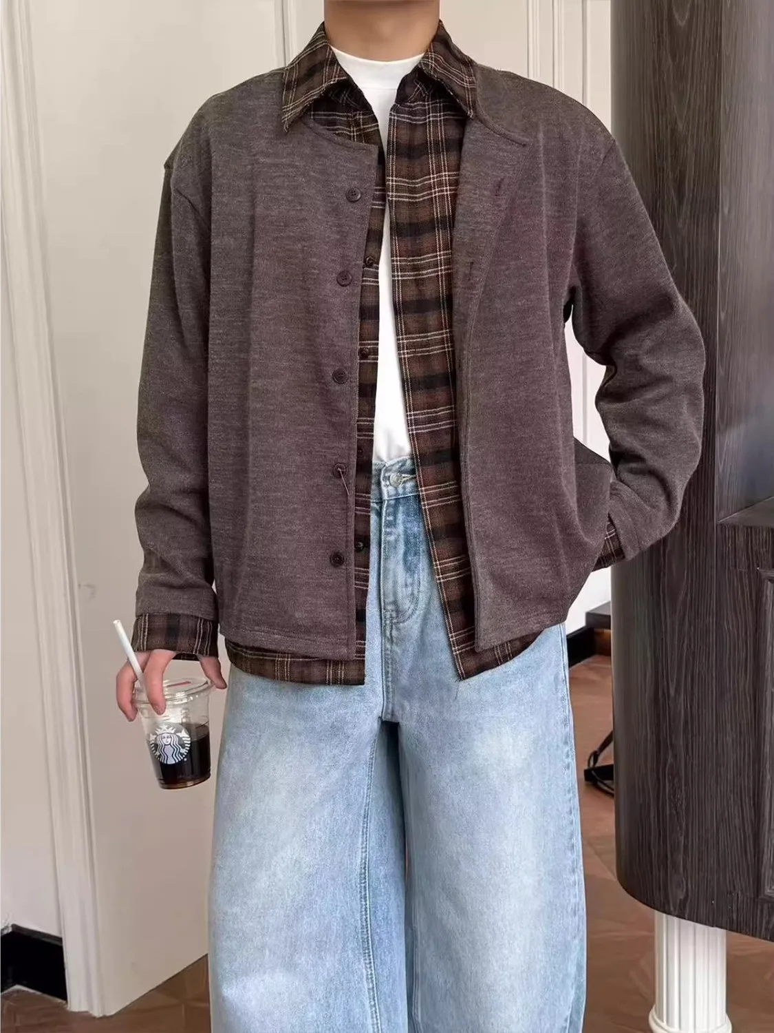 Casual Loose Men's irt Collar Jaet Spring Autumn Patchwork Open Cardigan Sle Polyester Fabric Long Sve Youth Faion
Casual Loose Men's irt Collar Jaet Spring Autumn Patchwork Open Cardigan Sle Polyester Fabric Long Sve Youth Faion