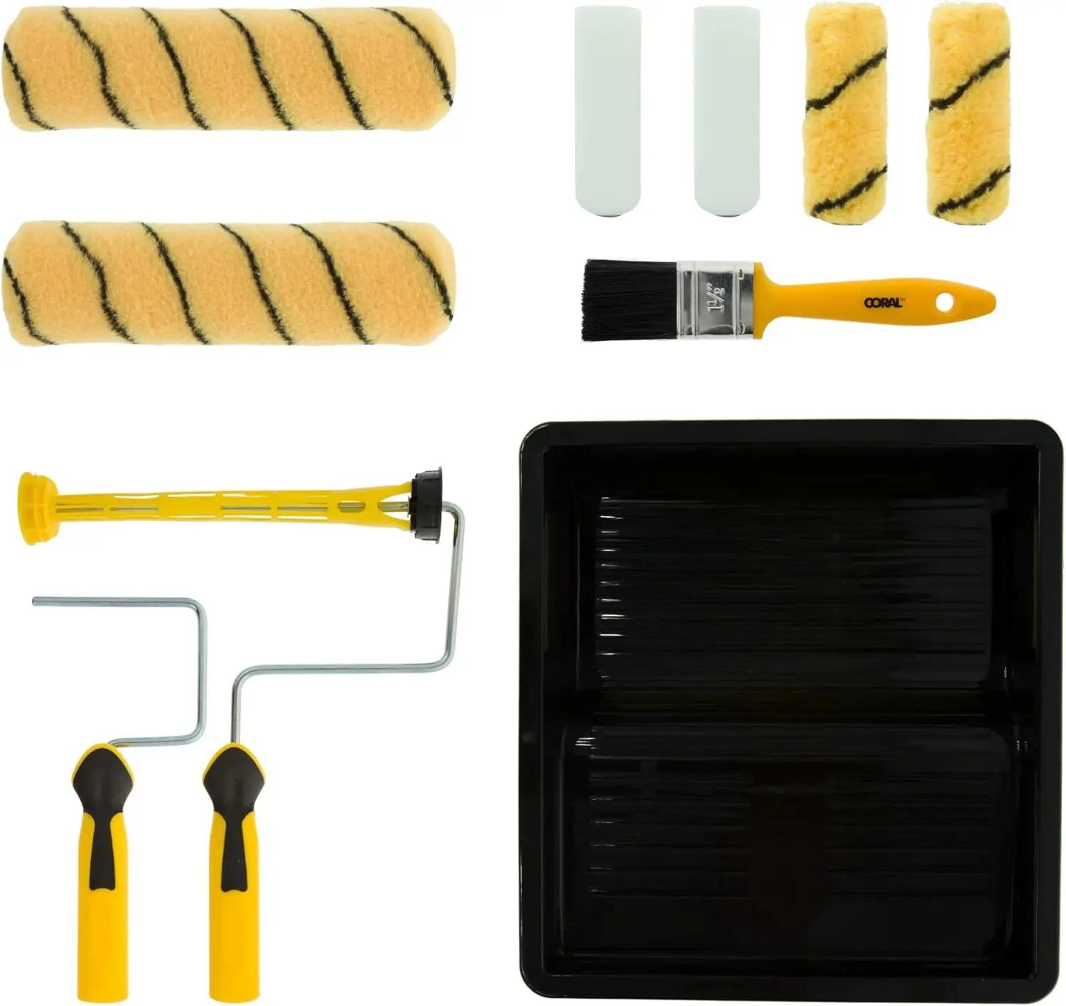 10-Piece Paint Roller Tray & Frame Set with Brush for Interior Walls, Smooth Finish
10-Piece Paint Roller Tray & Frame Set with Brush for Interior Walls, Smooth Finish