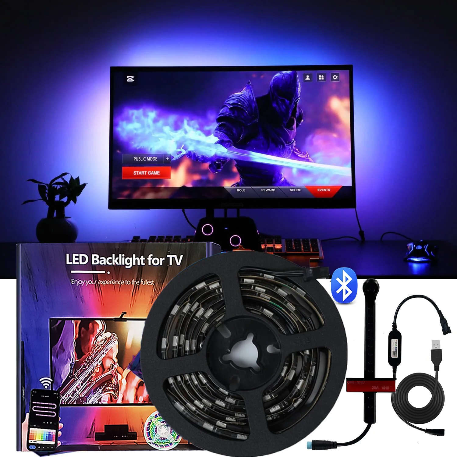 USB Gaming RGBIC TV Smart Screen Backlight With Camera Sensor For 55-75Inch Color Synchronization Smart LED Lights for Monitors 
USB Gaming RGBIC TV Smart Screen Backlight With Camera Sensor For 55-75Inch Color Synchronization Smart LED Lights for Monitors