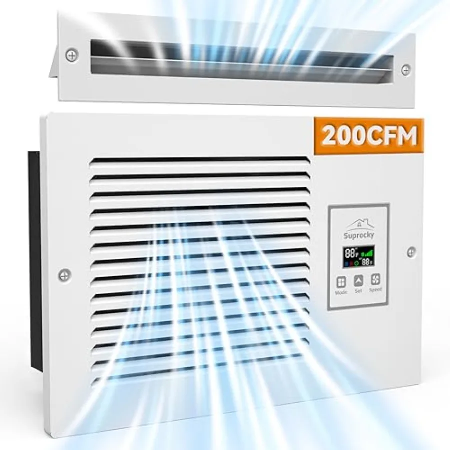 Room to Room Air Transfer Fan for indoor ventilation, ABS plastic housing, white color, 3-speed control with temperature sensor
Room to Room Air Transfer Fan for indoor ventilation, ABS plastic housing, white color, 3-speed control with temperature sensor