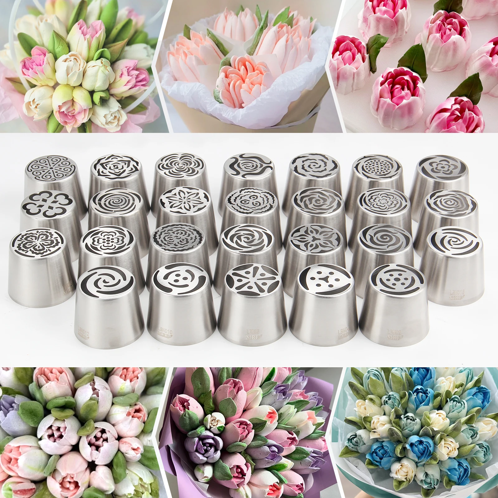 Extra Large Russian Stainless Steel Piping Tips Rose Floral Piping Nozzles for Cake Decorating Icing, Creative Frosting Nozzles
Extra Large Russian Stainless Steel Piping Tips Rose Floral Piping Nozzles for Cake Decorating Icing, Creative Frosting Nozzles