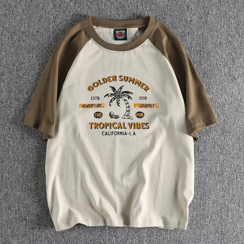 Summer New American Retro Raglan Sleeve O-neck Beach Style Printed T-shirt Men's Fashion 100% Cotton Washed Casual Sport Tops
Summer New American Retro Raglan Sleeve O-neck Beach Style Printed T-shirt Men's Fashion 100% Cotton Washed Casual Sport Tops