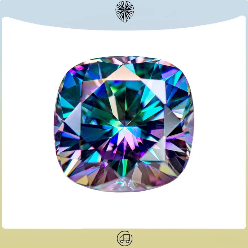 Moissanite Stone Cushion Cut Rainbow Green Color Gemstone Lab Grown Diamond for Charms Woman Jewelry With GRA Certificate
Moissanite Stone Cushion Cut Rainbow Green Color Gemstone Lab Grown Diamond for Charms Woman Jewelry With GRA Certificate