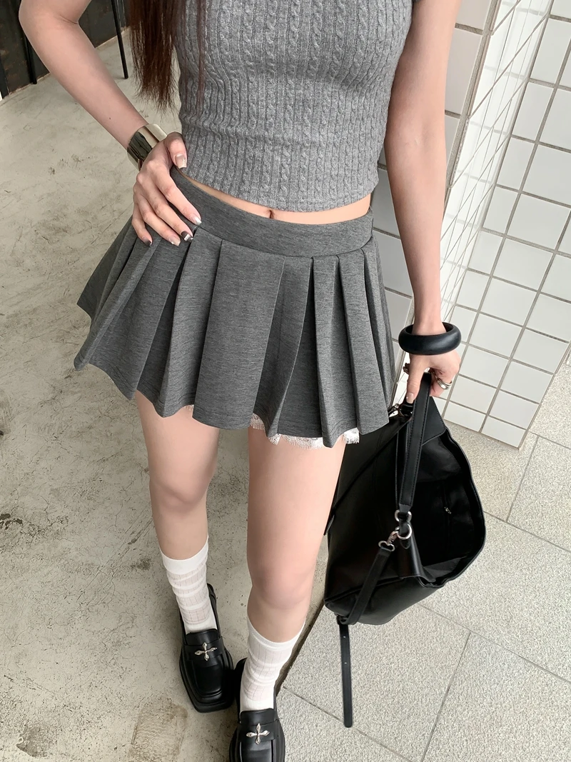 Grey Lace Splicing A-Line Skirt Women's Summer New Elegant Slimming Pleated Short Skirt Commute Style Korean Version
Grey Lace Splicing A-Line Skirt Women's Summer New Elegant Slimming Pleated Short Skirt Commute Style Korean Version