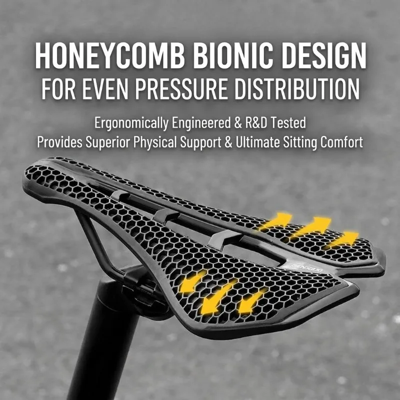 3D Honeycomb Bicycle Saddle, Ergonomic Hollow Shock-Absorbing Seat for Road & Mountain Cycling, Multiple Colors
3D Honeycomb Bicycle Saddle, Ergonomic Hollow Shock-Absorbing Seat for Road & Mountain Cycling, Multiple Colors