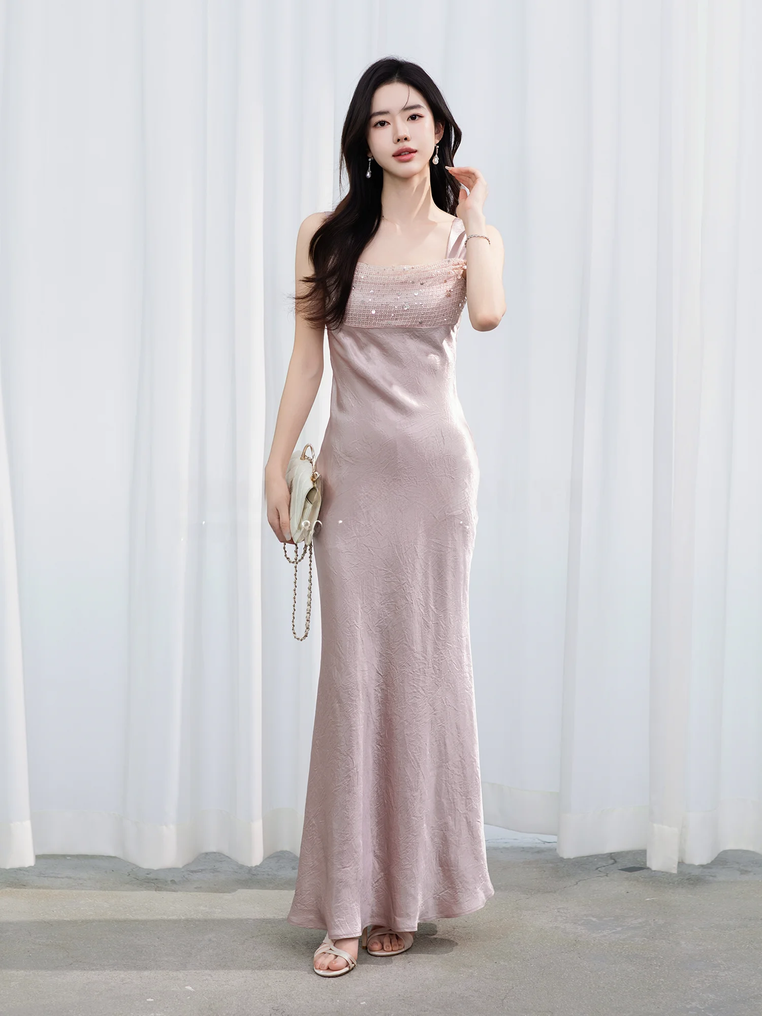 Touchin Haute Glimmer Dream Lightweight Luxury Acetate Satin Beaded Strap Fish Tail Dress Women's Elegant Simple Style No Sleeve
Touchin Haute Glimmer Dream Lightweight Luxury Acetate Satin Beaded Strap Fish Tail Dress Women's Elegant Simple Style No Sleeve