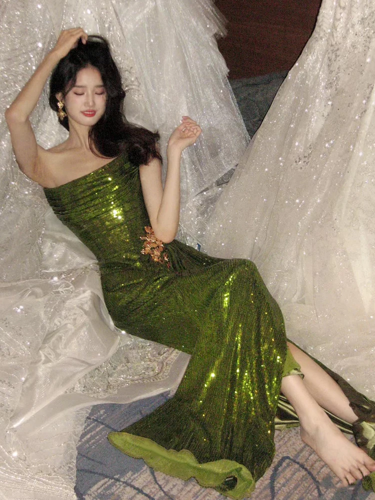 Ele een Evening Gown Wedding Dr Bridesmaid Formal Ball Performance Long Skirt Sexy Strapl Draped Tailcoat
Ele een Evening Gown Wedding Dr Bridesmaid Formal Ball Performance Long Skirt Sexy Strapl Draped Tailcoat