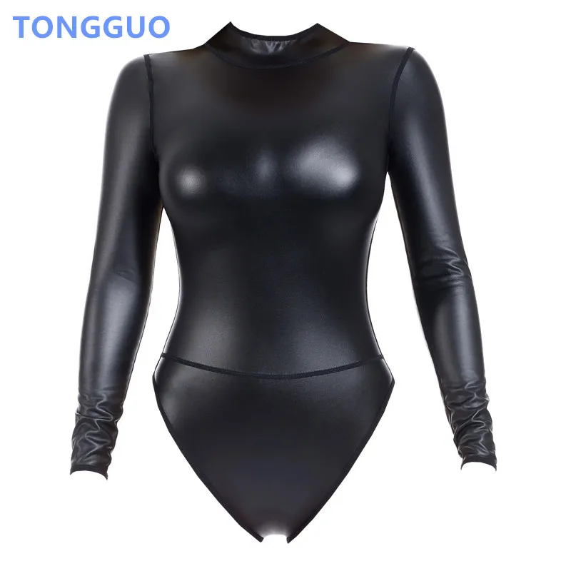 Women Faux Leather Bodysuit Body Shapers Sexy Shapewear Back Zipper High Neck Long sleeve Stage Performance One Pieces Jumpsuits
Women Faux Leather Bodysuit Body Shapers Sexy Shapewear Back Zipper High Neck Long sleeve Stage Performance One Pieces Jumpsuits