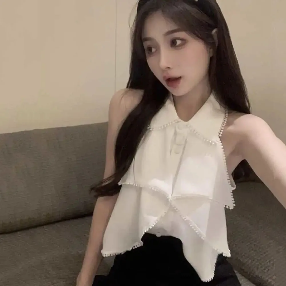 French Temperament Single Breasted Blouse Women Chic Sweet Shirts Turn Down Collar Sleeveless Blouses Korean Elegant Tops Female
French Temperament Single Breasted Blouse Women Chic Sweet Shirts Turn Down Collar Sleeveless Blouses Korean Elegant Tops Female